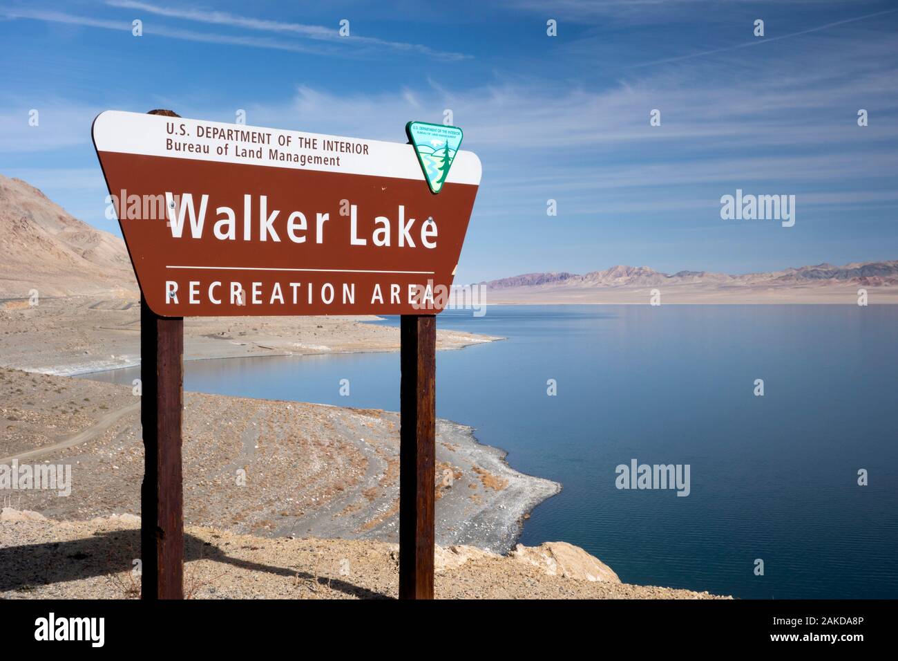 Signo de Walker Lake Recreation Area Nevada Foto de stock