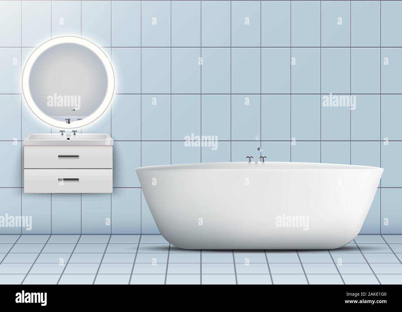 Armario de baño y lavabo con espejo Ilustración del Vector