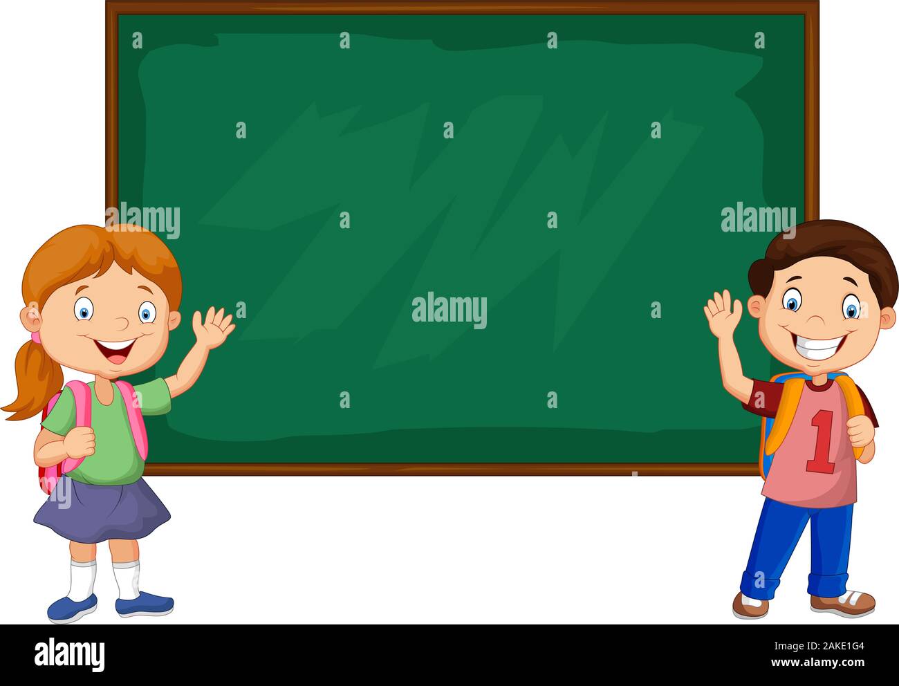 Escuela de dibujos animados para ni os con pizarra Imagen Vector