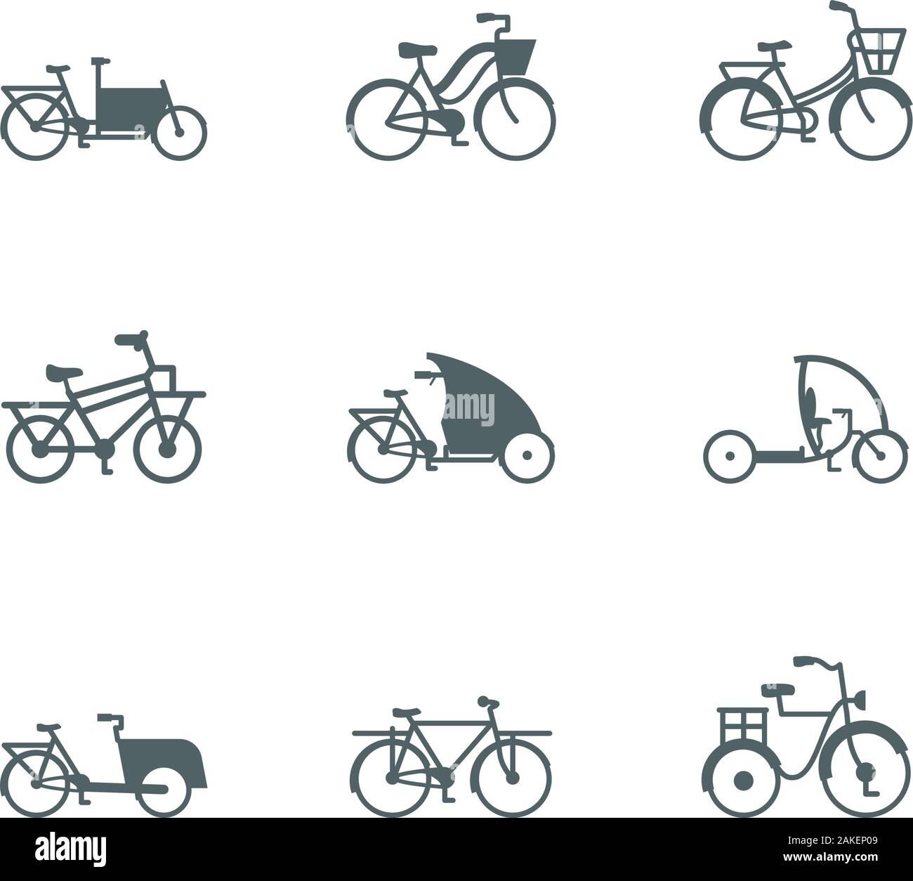 Siluetas de bicicletas de diseño conjunto de iconos, vehículo bicicleta  ciclo vida sana deporte y ocio tema ilustración vectorial Imagen Vector de  stock - Alamy