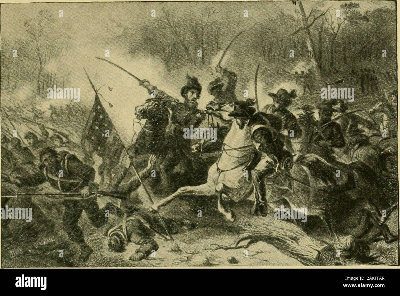 La historia de la batalla de Gettysburg y descripción de la pintura de la repulsión de Longstreet de asalto por James Walker y del acero grabado por HBHall jr . oo. GENERAL GRANT S CARGO EN SILO. Foto de stock