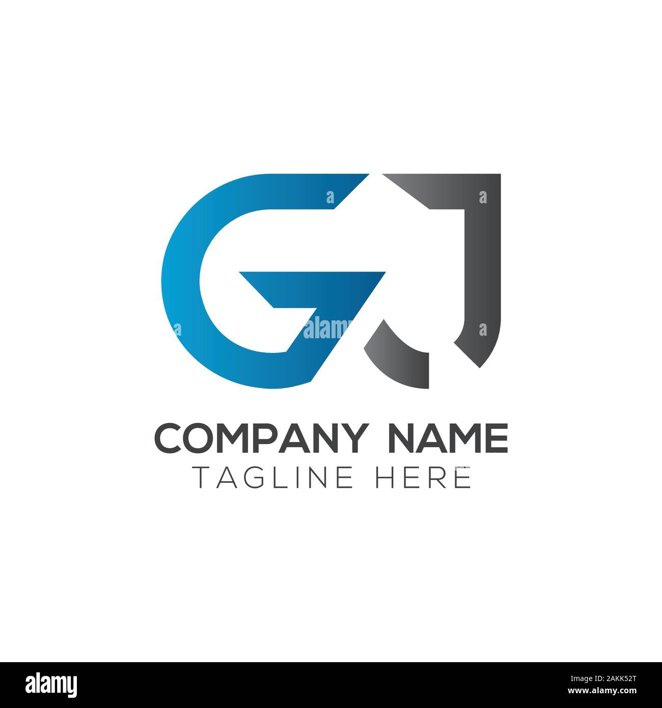 GJ inicial Carta Logotipo enlazado. GJ carta tipo plantilla vectorial ...