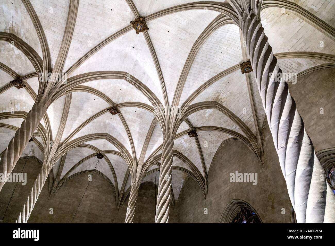 Interior de la Lonja de Mallorca edificio gótico (comerciantes' Exchange) en Palma de Mallorca, España Foto de stock