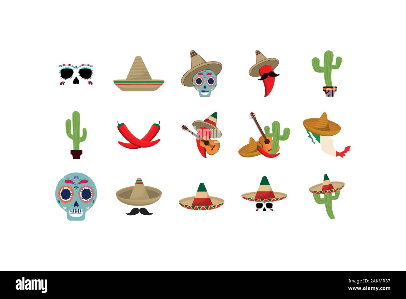 Diseño conjunto de iconos mexicanos, México cultura turismo histórico y  fiesta latina tema ilustración vectorial Imagen Vector de stock - Alamy