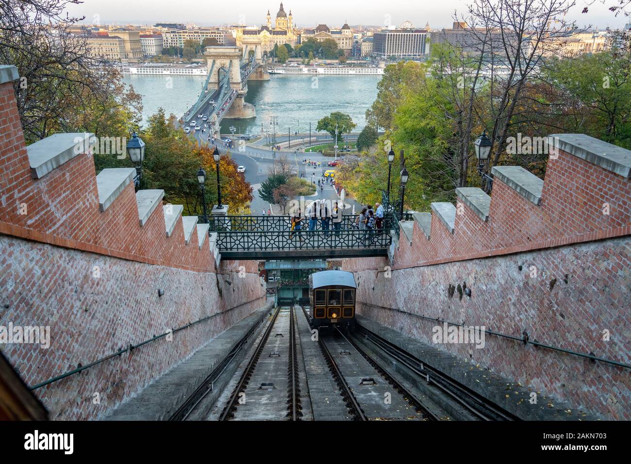 Budapest, Hungría - Budapest Castle Hill Funicular Foto de stock
