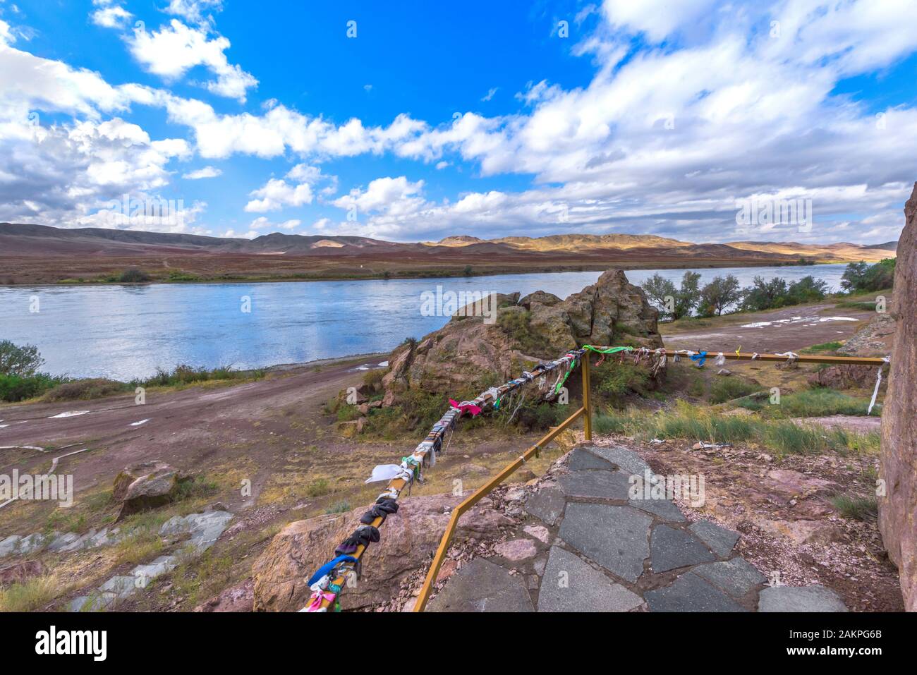 Vista panorámica de Támgaly Tas, Kazajstán Foto de stock