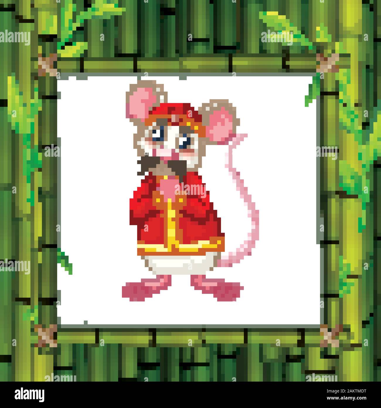 La RAT en traje chino en marco de bambú ilustración Ilustración del Vector