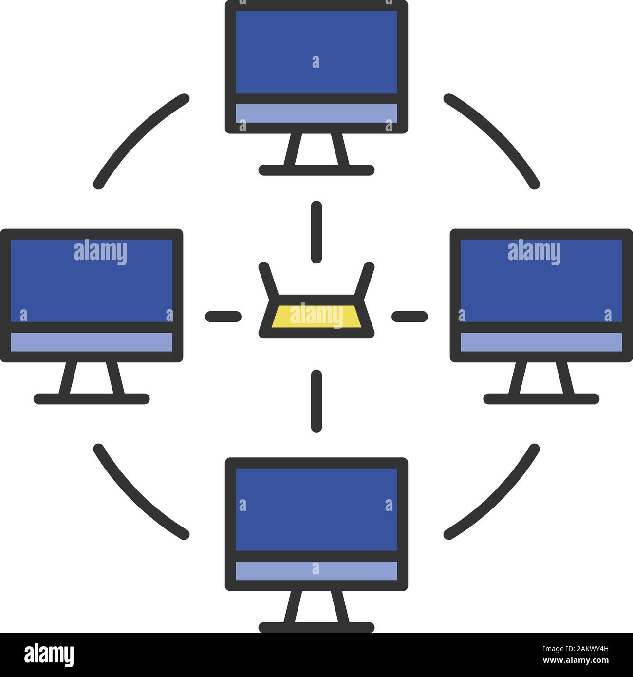 Red de área local icono en color. Comunidad de Esports. LAN. Red