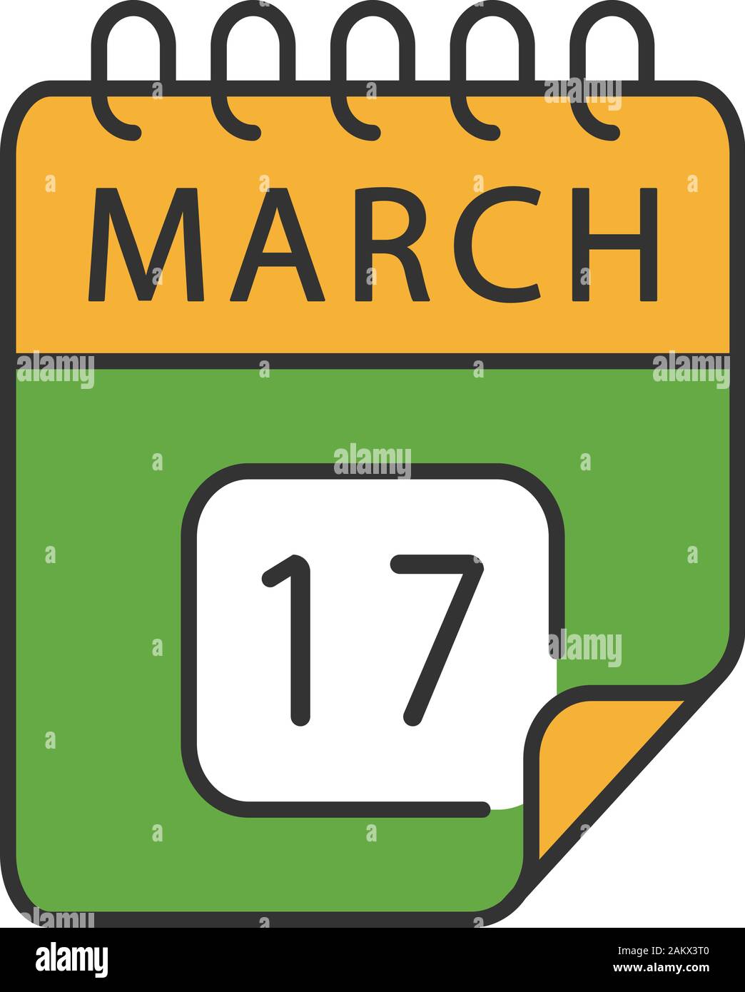 El 17 de marzo de icono de color. Día de San Patricio. Fecha de calendario.  Ilustración vectorial aislado Imagen Vector de stock - Alamy