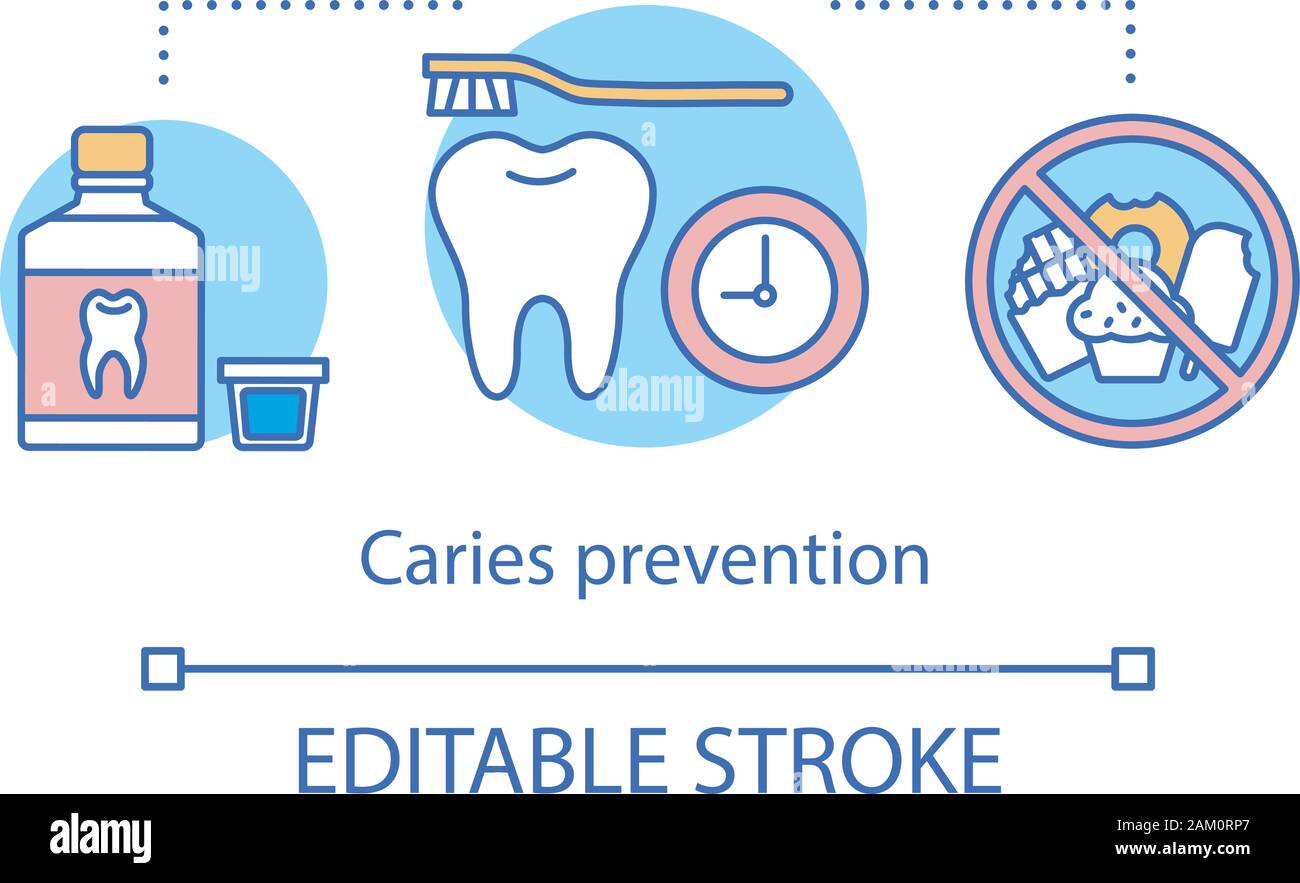 Icono del concepto de prevención de caries. Cuidado de la salud dental