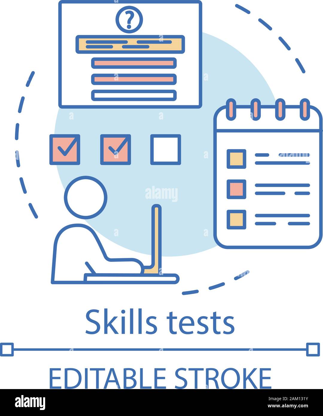 Pruebas De Habilidades Concepto Vector Icono Pre Empleo Entrevista De Trabajo Test Idea Línea 8618