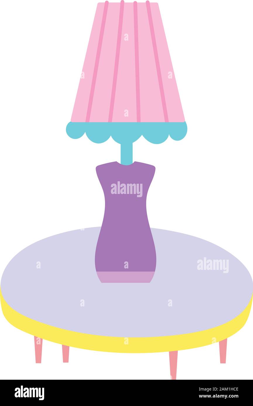 Mesa redonda con lámpara de decoración caricatura ilustración vectorial  sobre fondo blanco Imagen Vector de stock - Alamy