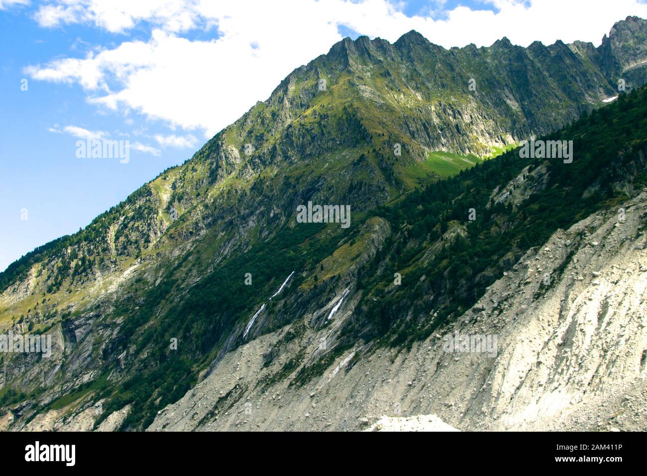 Ir a Mer de Glace - Glaciar alpino : Valle de Chamonix - Mont Blanc Foto de stock