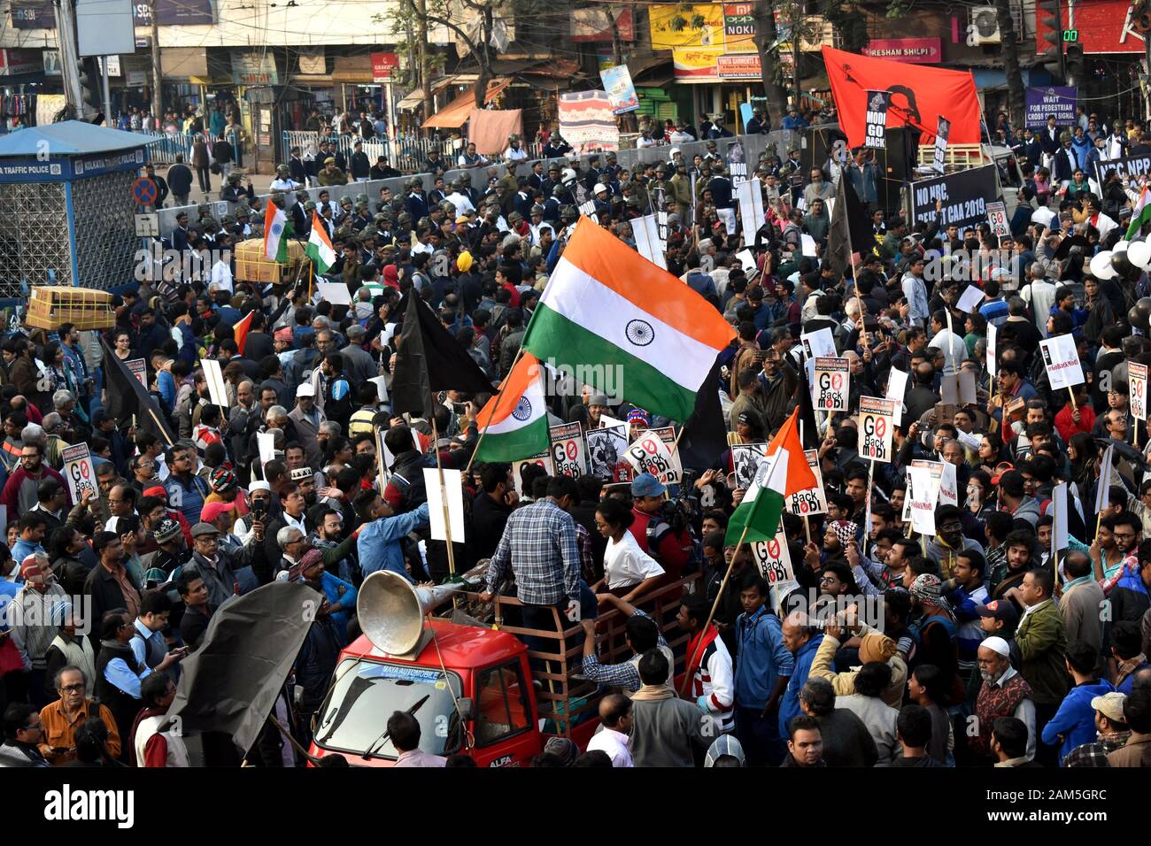 Protestas contra CAA, NRC en Kolkata, India Foto de stock