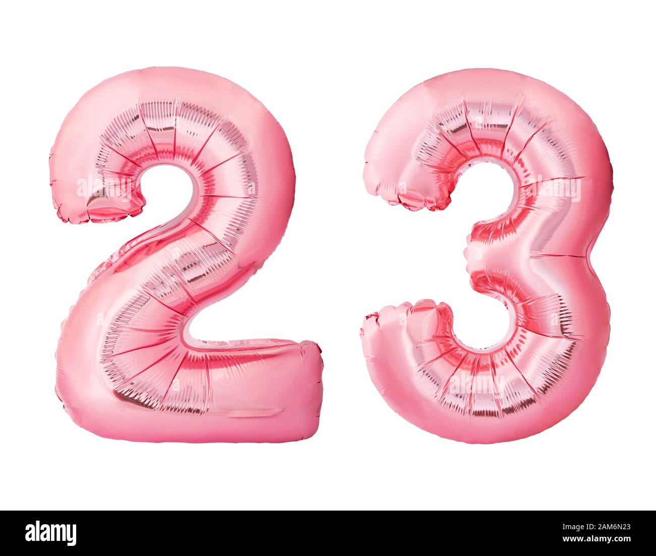 Número 23 veintitrés de globos inflables de oro rosa aislado sobre fondo  blanco Fotografía de stock - Alamy