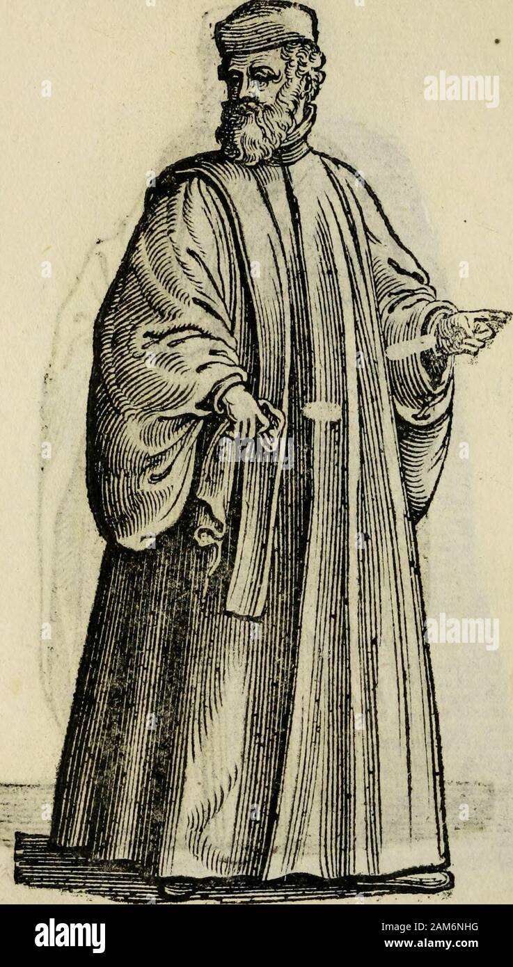 Habiti antichi; . Yo Capì del Configlio de Dieci che ogni mefè mutano fonotre fi&selegonopérjor-ie, & e magiftrato digradiffimà autorità Veflono quefThakito filmale anco gì altriMagistrati Vjanoport inferiori. E 2. m Habiti dellItalia. La Nobiltà commtwemente & e dixcolor,di nero parino^ foderato dorme fino, no qtiejÌQ ficinge > ma lvfano tutta aperta. Libro Primo, 6$ Foto de stock