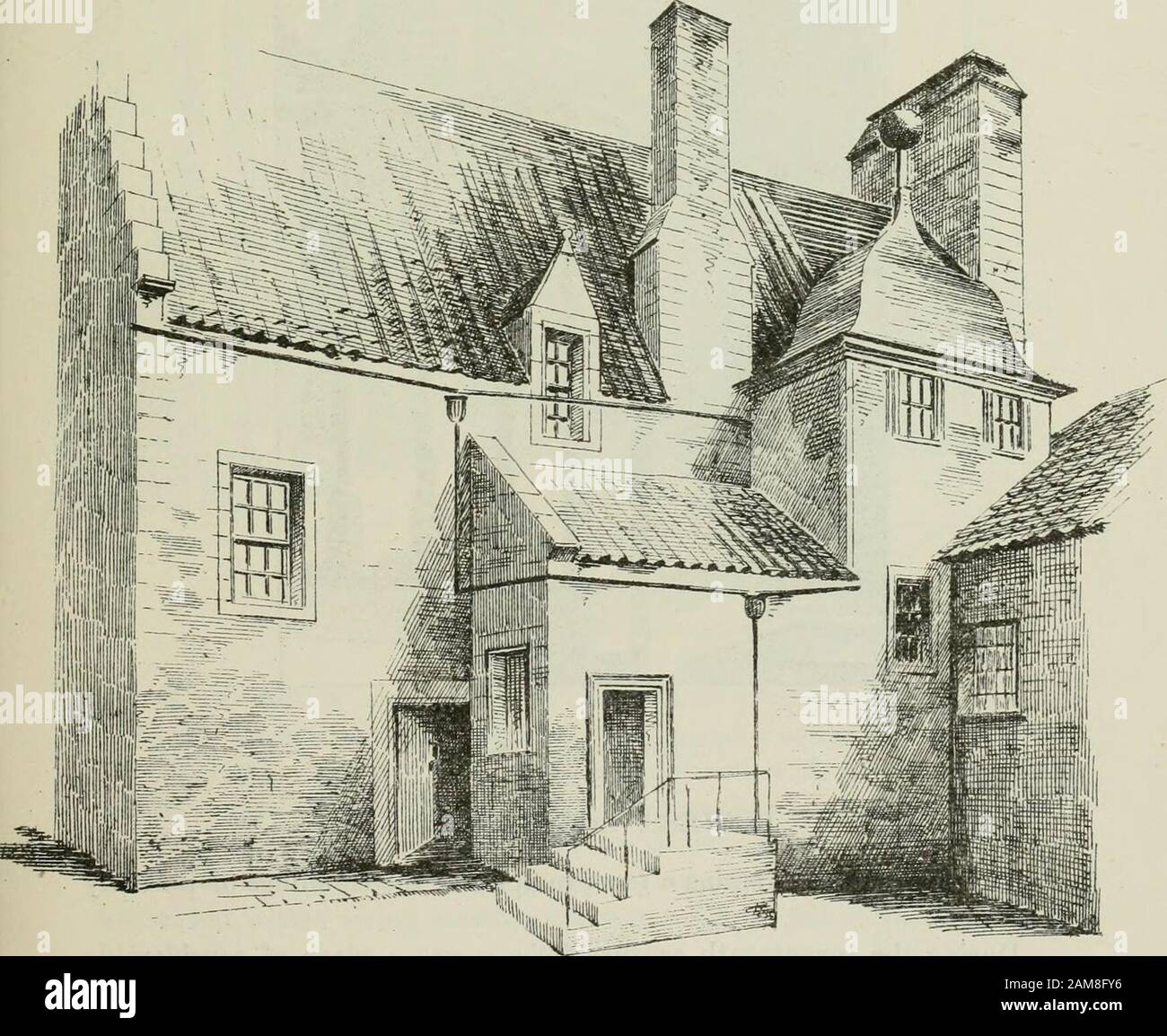La arquitectura castellada y doméstica de Escocia, desde el siglo XII hasta el siglo XVIII . Fio. 1156.—BONESS, HOUSE IN, CUARTO PERÍODO BO NESS PUEBLOS AL SUR DEL FORTH. Los pueblos al sur De La Forth han mantenido el ritmo más igualitario con el marchof piogress en tiempos modernos que las comunidades más apartadas en el norte del Frith, y han perdido así más de su carácter distintivo antiguo. En Edimburgo y Leith no cabe duda de que todavía hay muchas estructuras antiguas que interieren, pero la arquitectura de las ciudades más pequeñas ha cambiado y modernizado casi por completo. Foto de stock