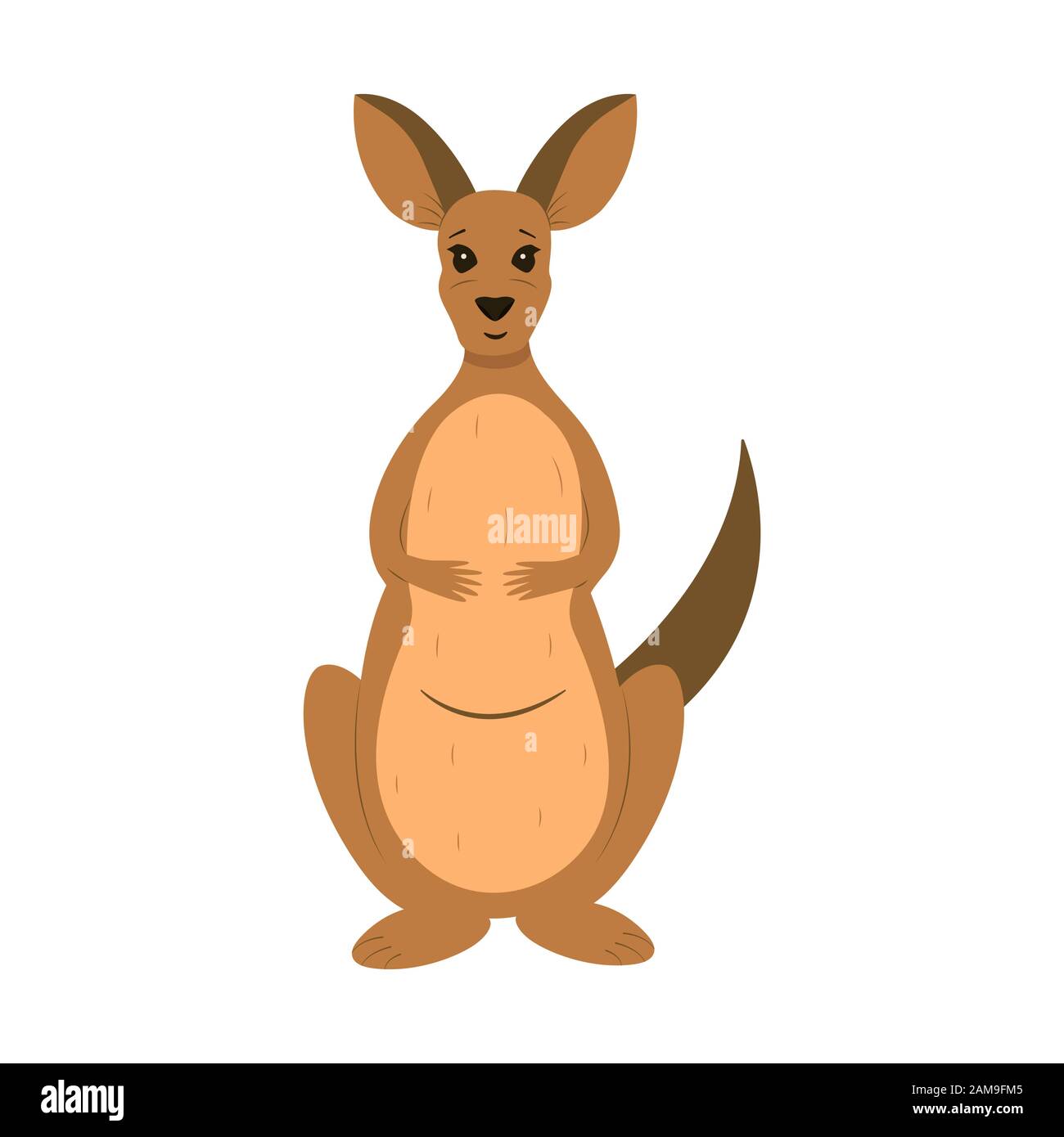 Un canguro australiano sonríe. Ilustración sobre un fondo blanco. Ilustración colorida. Fauna de Australia Ilustración del Vector