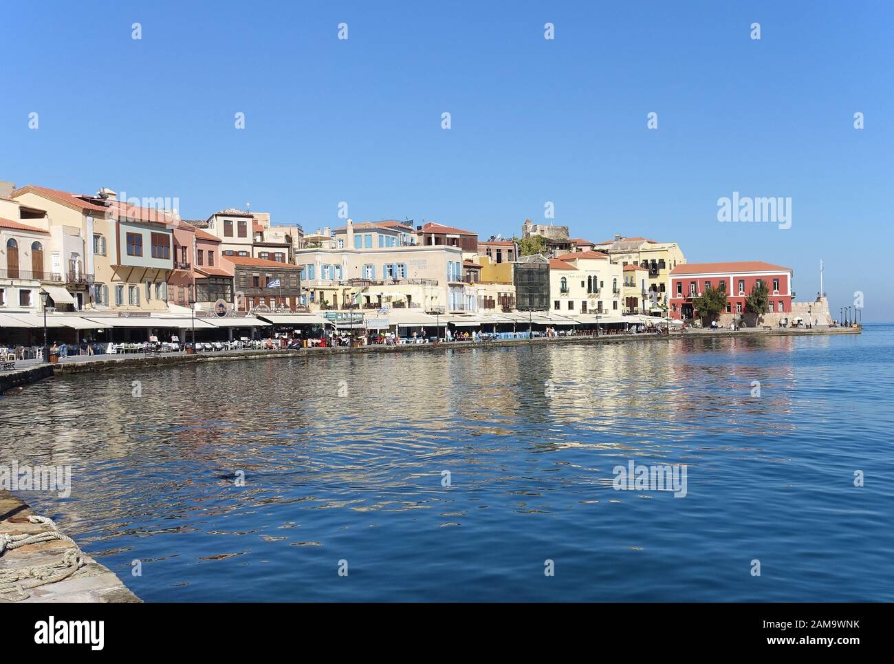 Puerto Viejo y del paseo marítimo, Chania Creta. Foto de stock