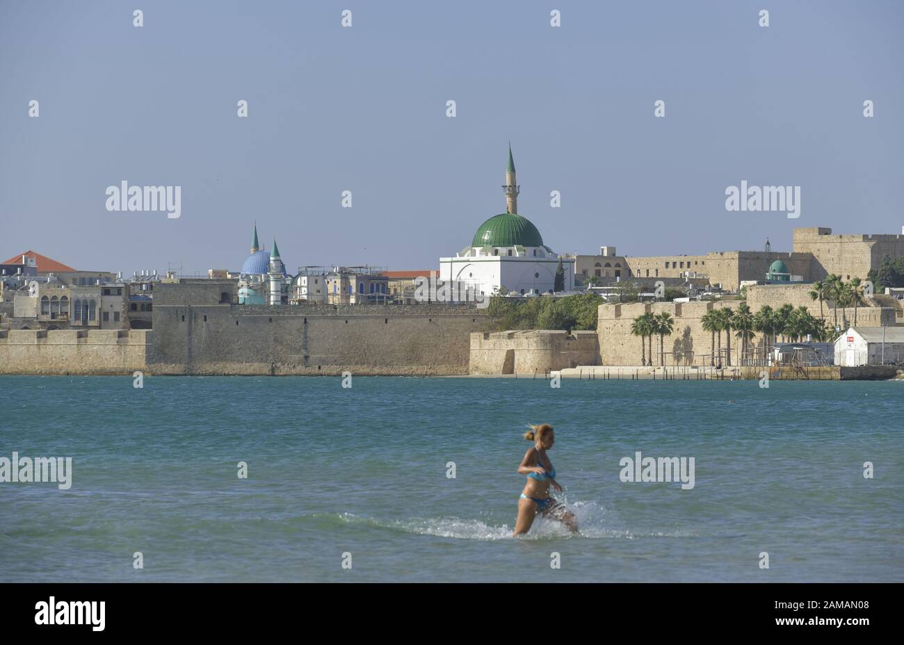 Stadtansicht, Panorama, Mittelmeer, Akko, Israel Foto de stock