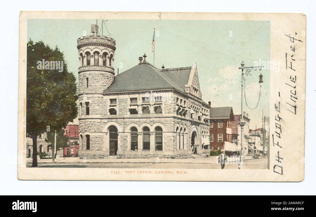 Oficina De Correos, Lansing, Mich Número De Serie De Tarjetas Postales: 7545 1903-1904.; Oficina De Correos, Lansing, Michigan. Foto de stock