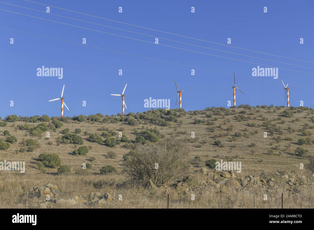 Windräder, Golanhöhen, Israel Foto de stock