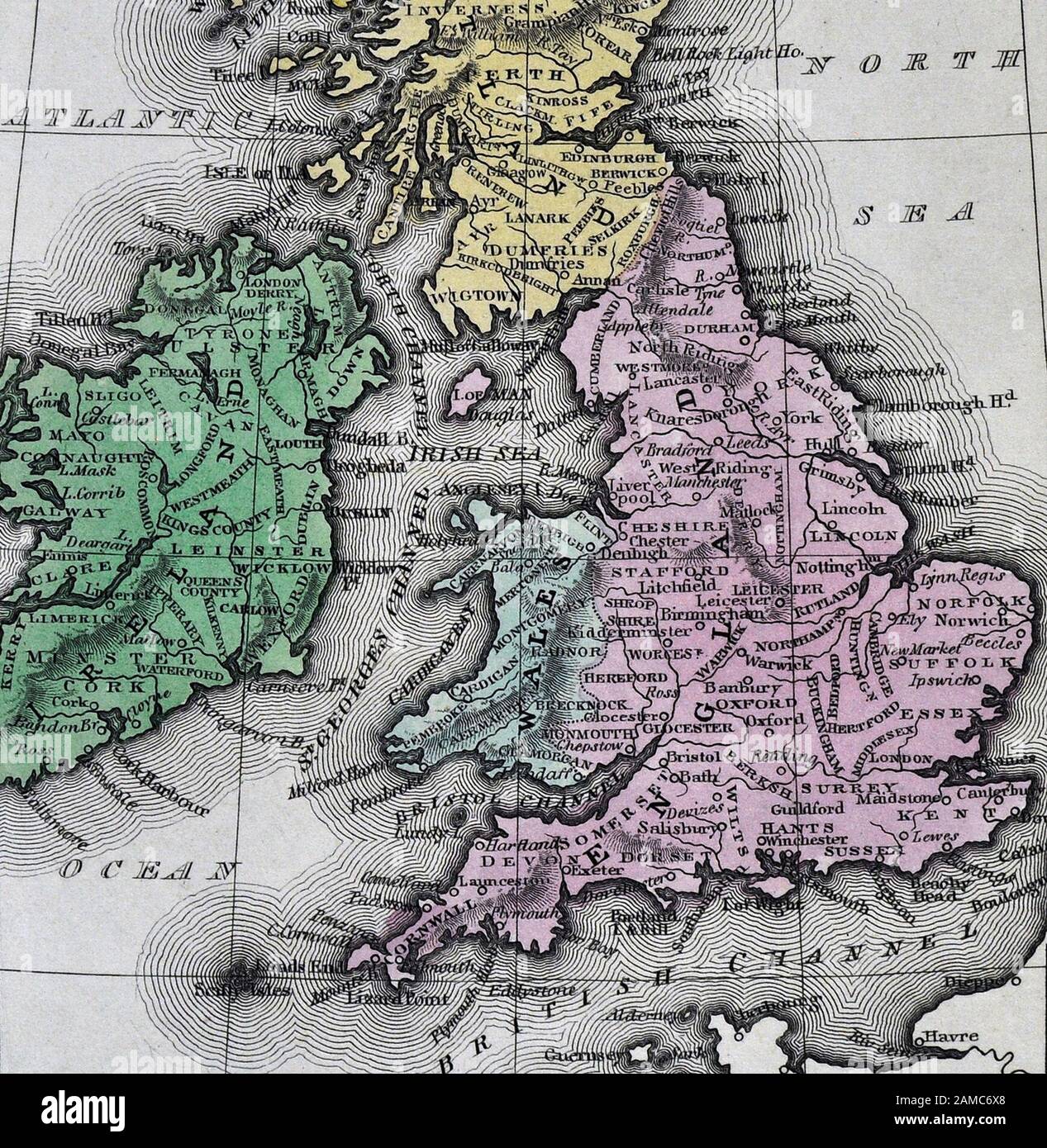 1834 Carey Mapa Islas Britanicas Gran Bretana Inglaterra Gales Escocia Irlanda Londres Dublin Edimburgo Fotografia De Stock Alamy