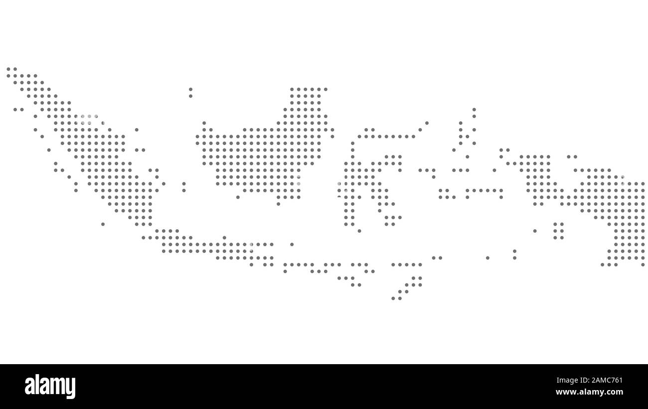 Mapa de Indonesia punteado, punto gris, sobre fondo blanco. Ilustración vectorial para diseño web o papel tapiz volantes material carteles pancartas folleto. Ilustración del Vector