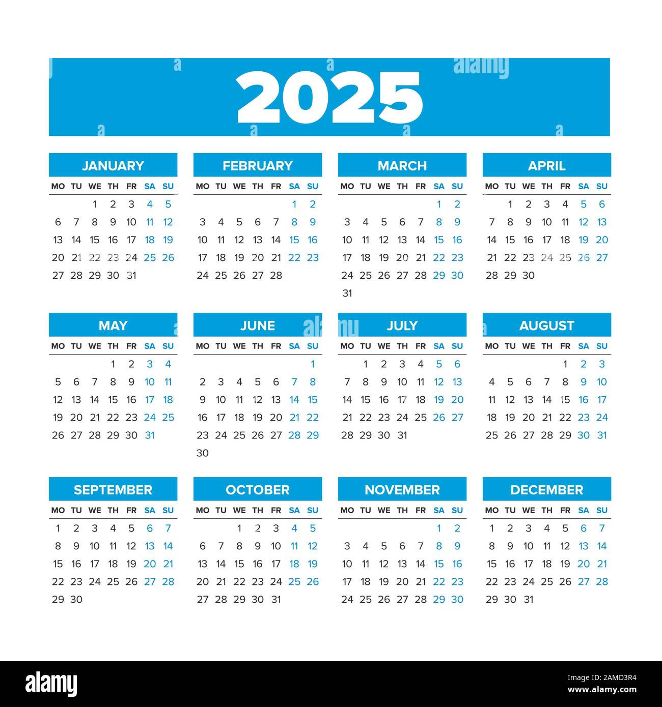 Calendario 2025 Imágenes vectoriales de stock Alamy