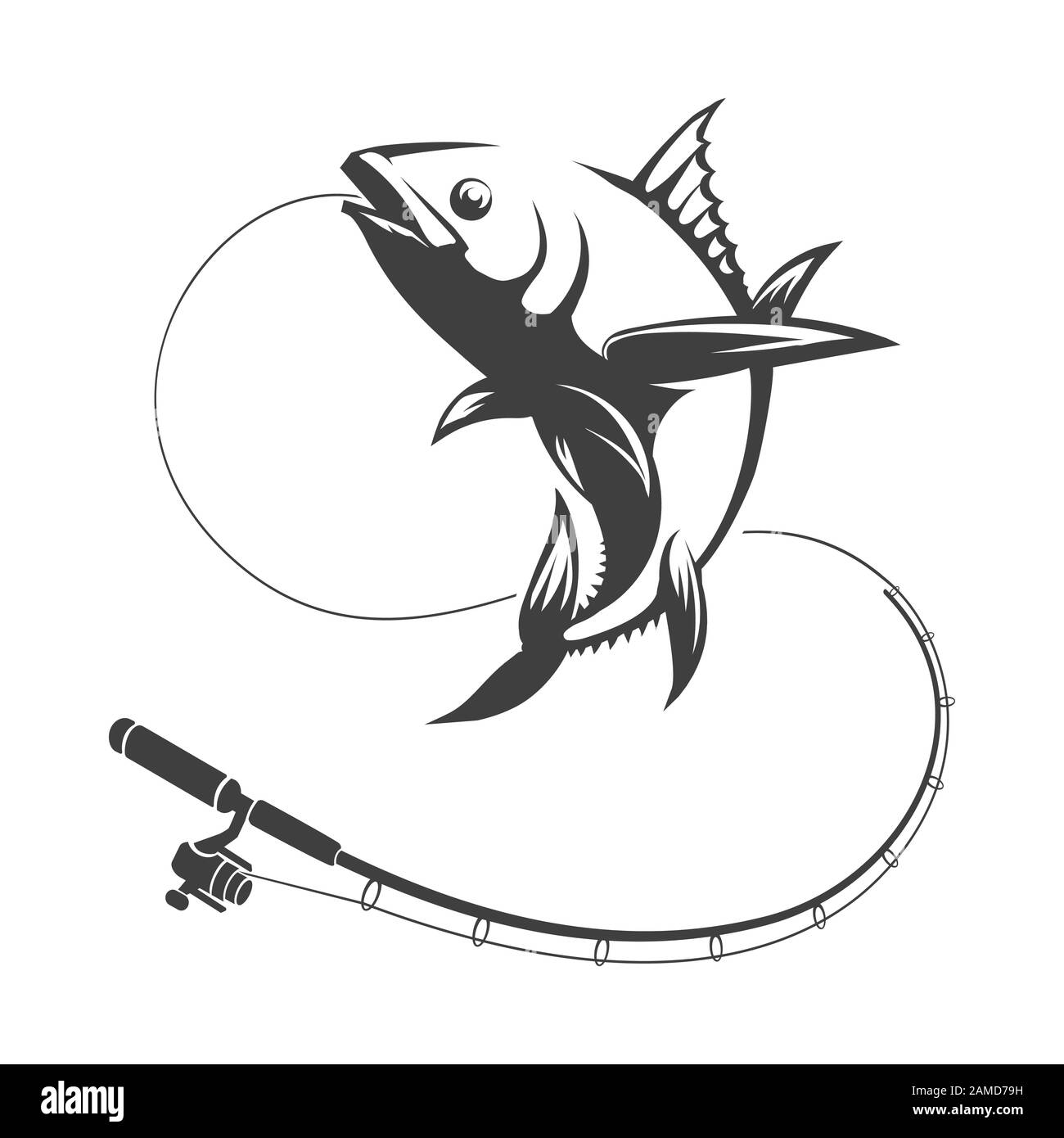 Atún y caña de pescar Imagen Vector de stock - Alamy