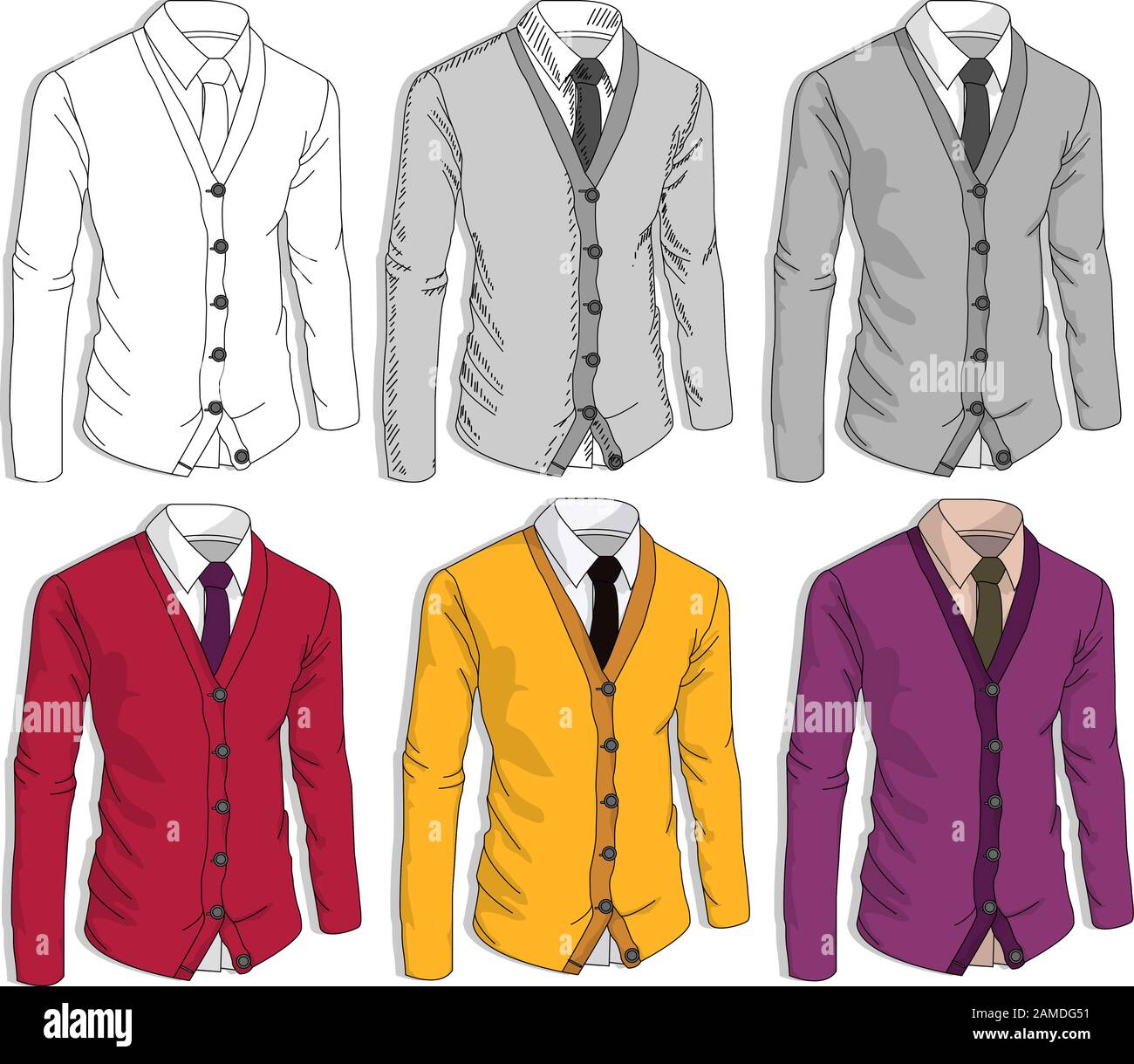 Colección de chaquetas de estilo empresarial para hombre. Traje de vestir,  corbata, diferentes combinaciones de colores. Ilustración vectorial Imagen  Vector de stock - Alamy
