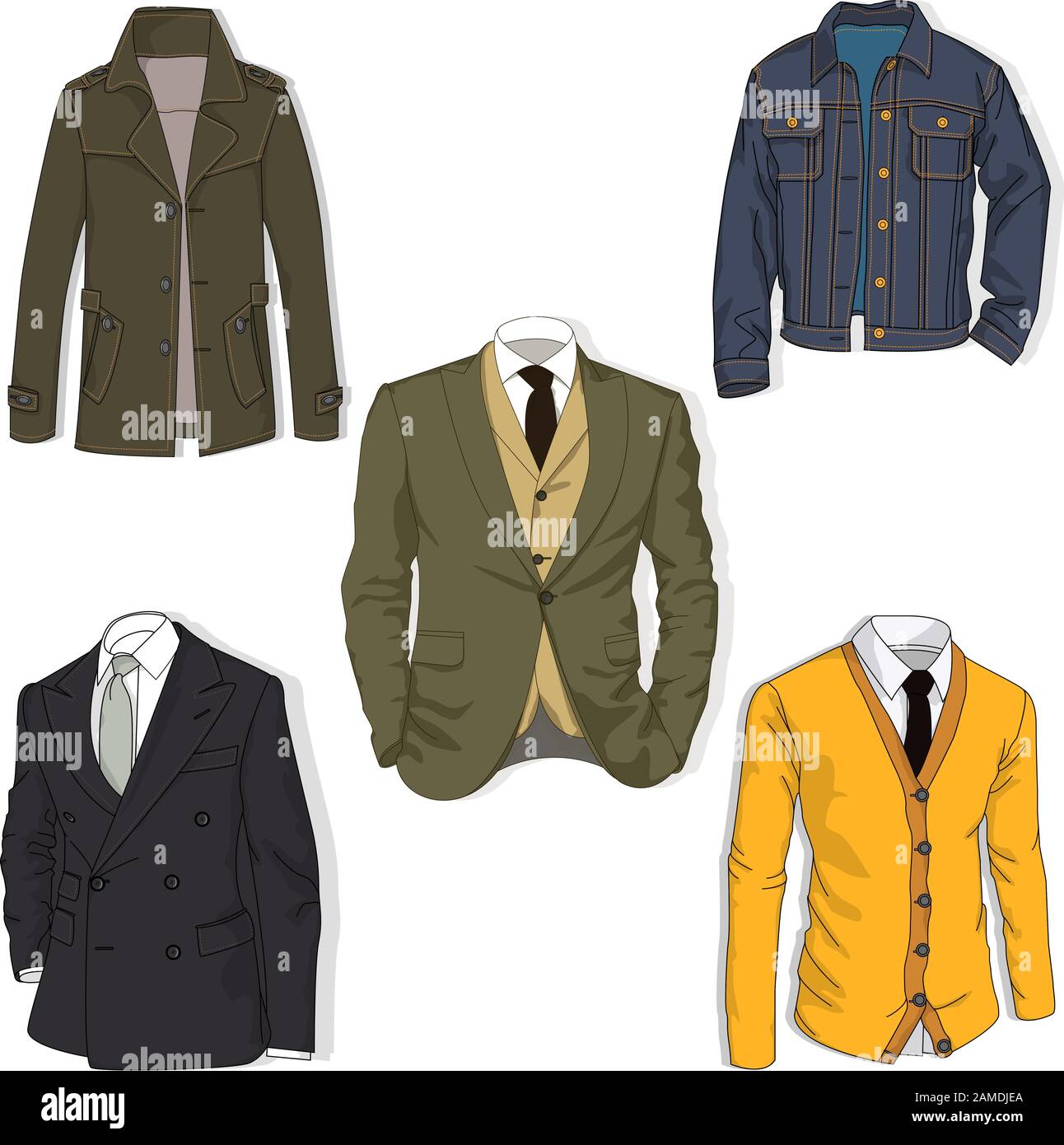 Colección de chaquetas de para hombre. Combinaciones de diferentes. Ilustración vectorial Vector de stock Alamy
