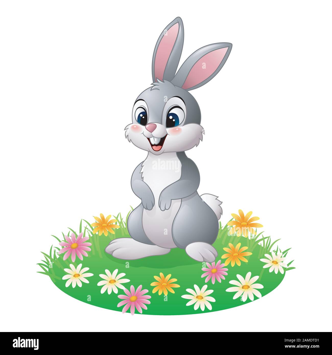 Conejo de dibujos animados sobre la hierba Imagen Vector de stock - Alamy