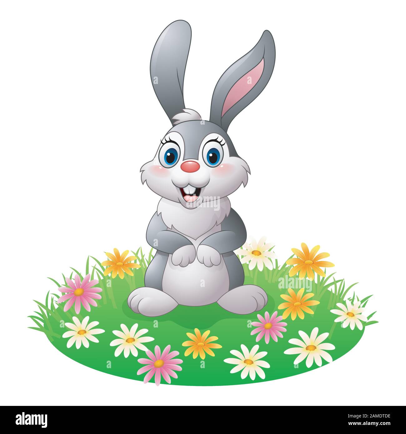 Conejo de dibujos animados sobre la hierba Imagen Vector de stock - Alamy