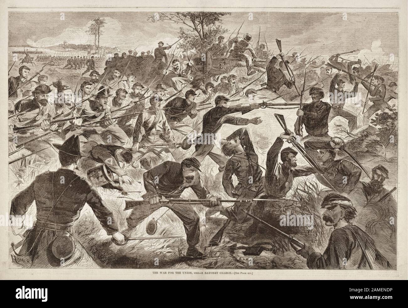 La guerra por la Unión, 1862 – Una Carga de bayoneta. Julio 1862 En el verano de 1862 el Ejército del Potomac montó un asalto a Richmond, Virginia, pero Foto de stock