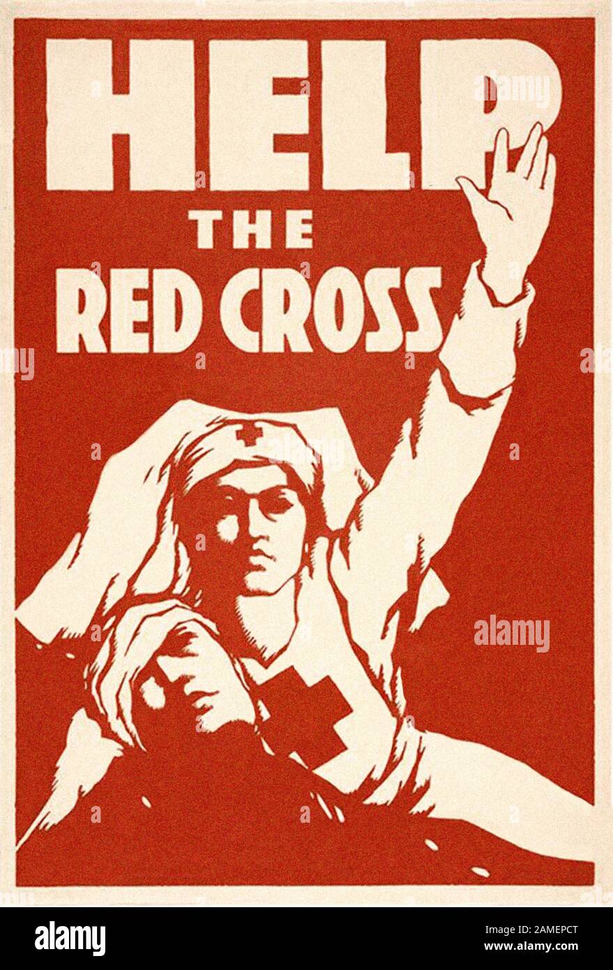 Poste de la primera Guerra Mundial. Ayuda a la Cruz Roja, ca. 1917, por Herman Roeg. Foto de stock