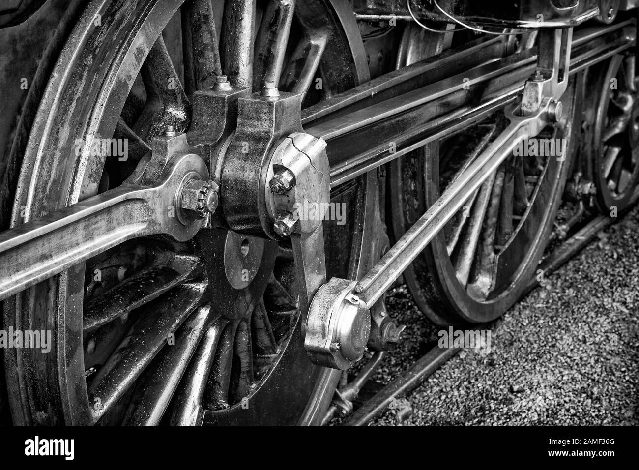 Las ruedas de los trenes de vapor Foto de stock