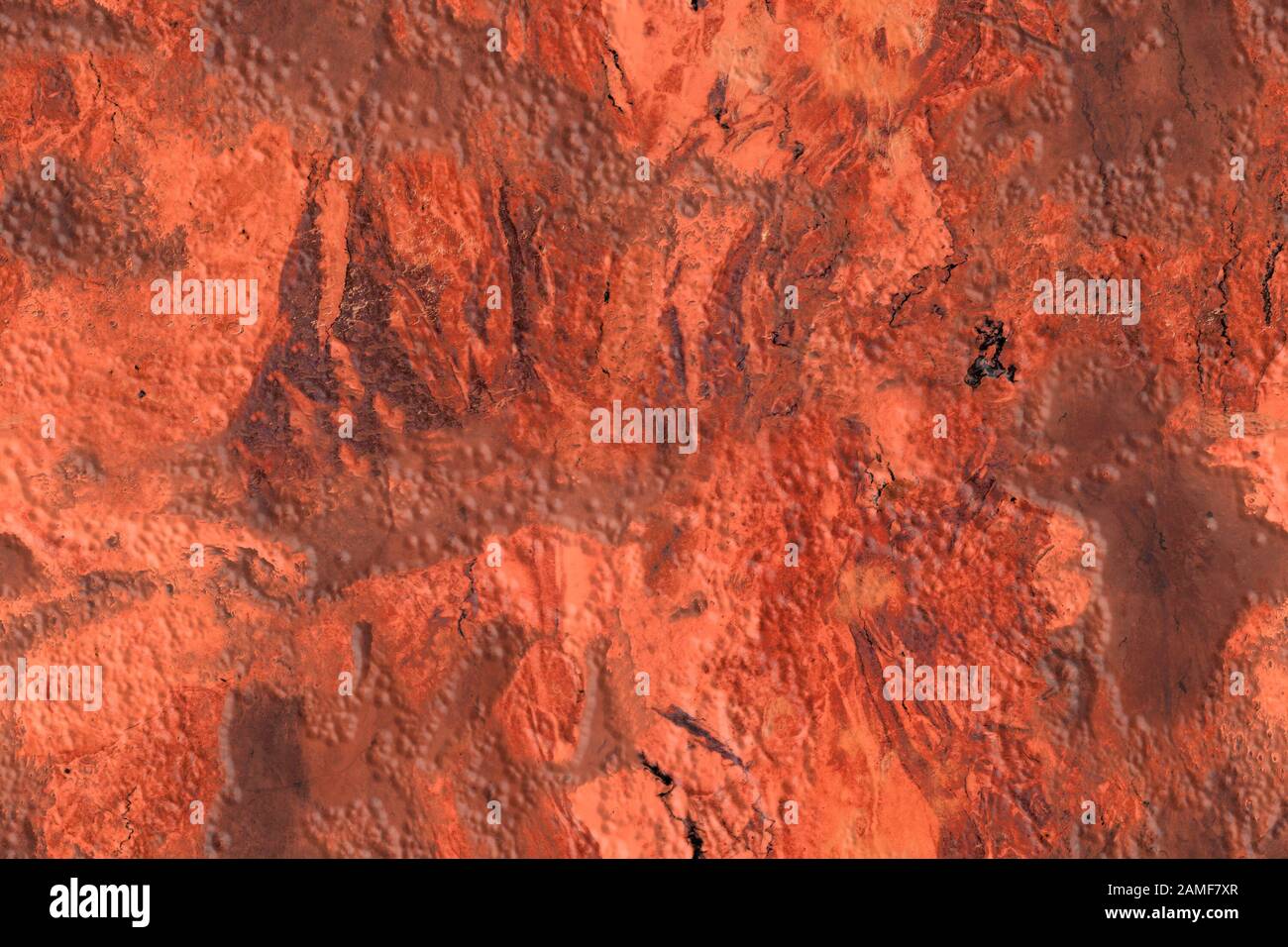 Textura sin costuras de relieve brillante en tonos rojos y rosas con venas y arañazos, patrón sin costuras Foto de stock