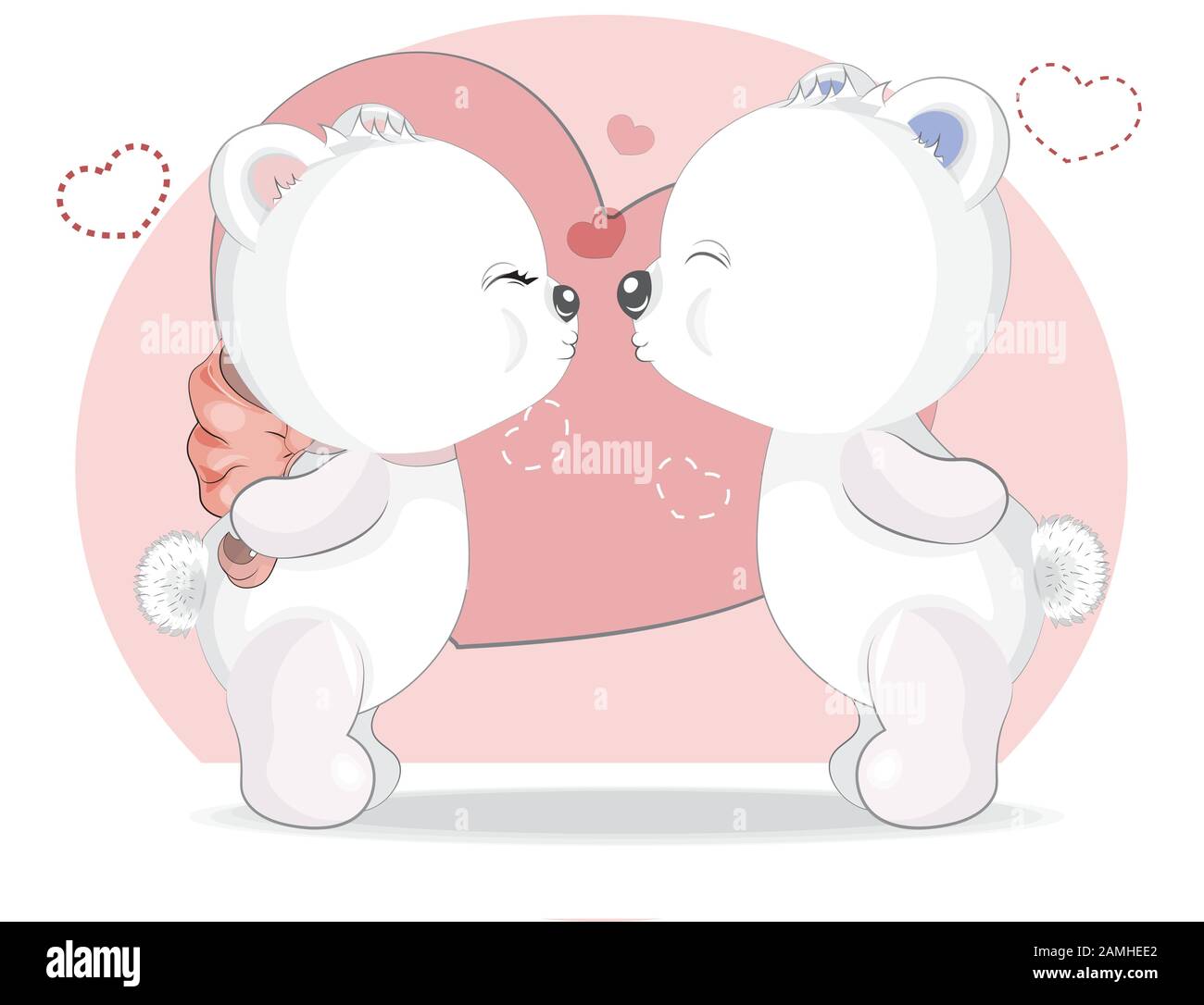 Beso White Girl and boy osito de peluche en corazones, adorable símbolo de  amor lindo. Dibujo a mano estilo de dibujos animados, para llevar camiseta  diseño de estampado de moda Imagen Vector