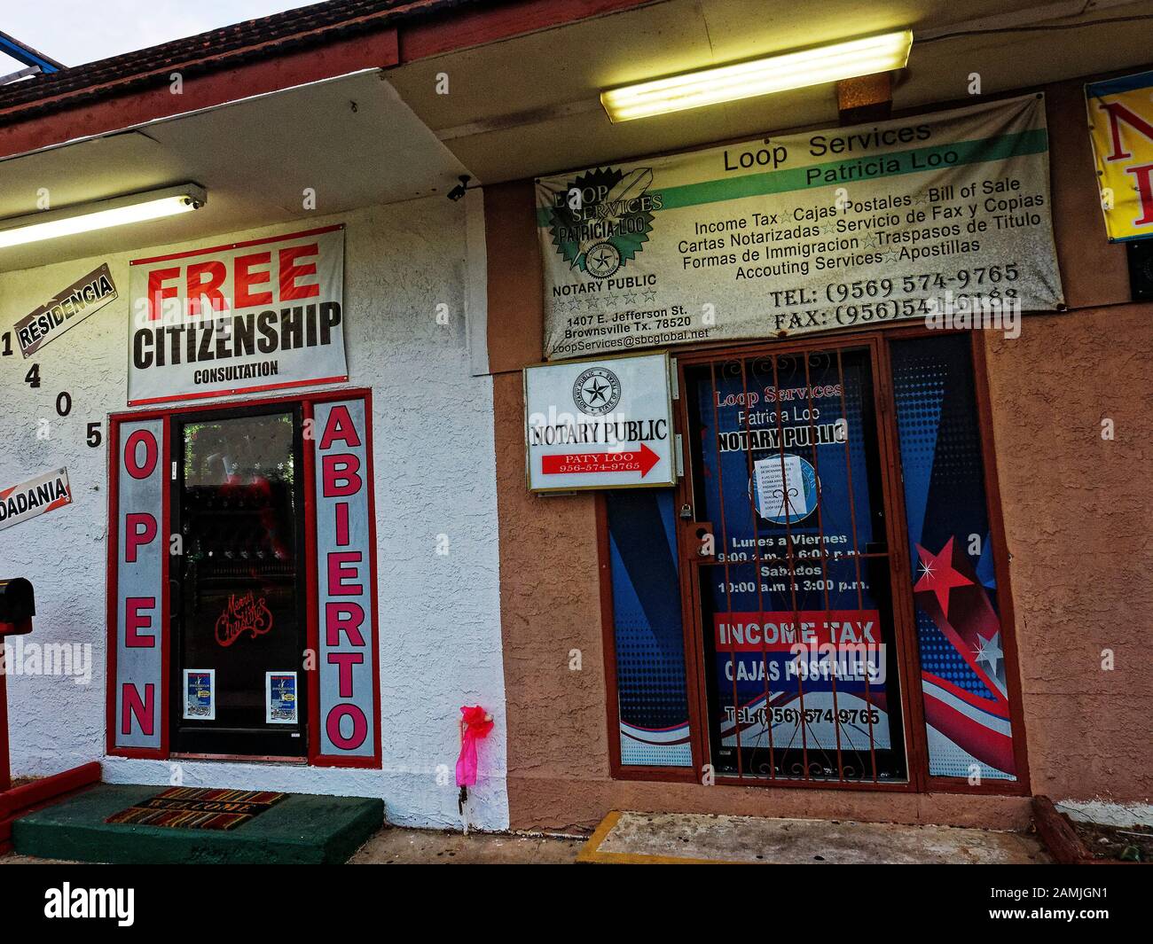 Brownsville, TX, USA30Dec2019Frente a la estación de autobuses, las