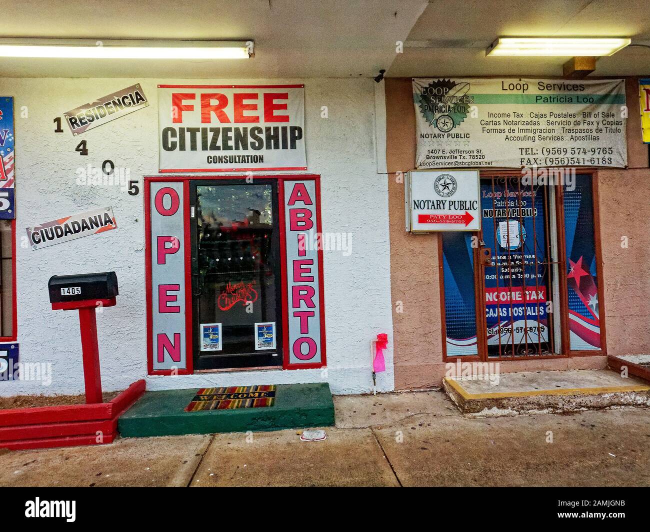 Brownsville, TX, USA30Dec2019Frente a la estación de autobuses, las