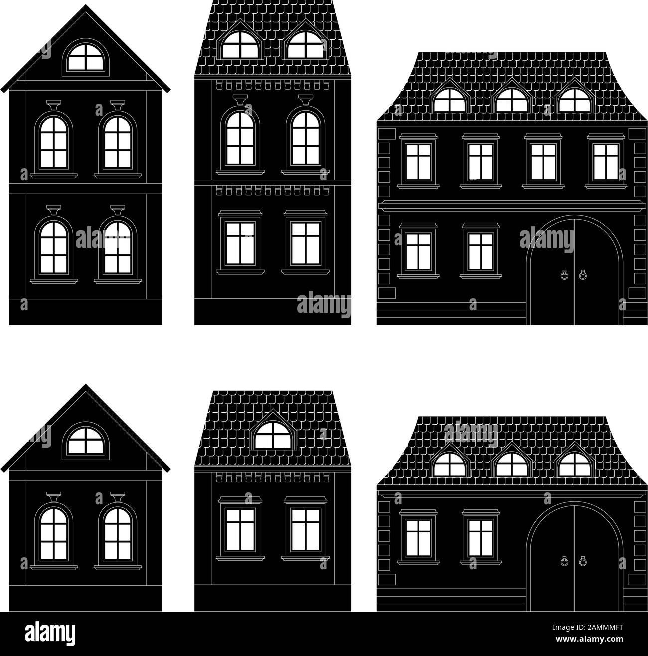 Casas. Siluetas negras de edificios Imagen Vector de stock - Alamy