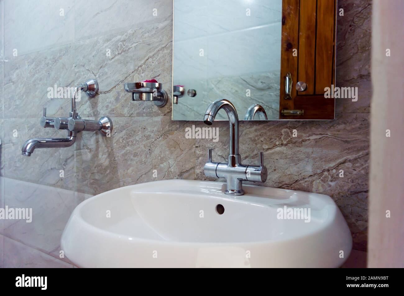 Armario de tocador de baño, fregadero de baño de montaje en pared, pequeño  lavabo de baño combinado con fregadero de cerámica, tocador de baño