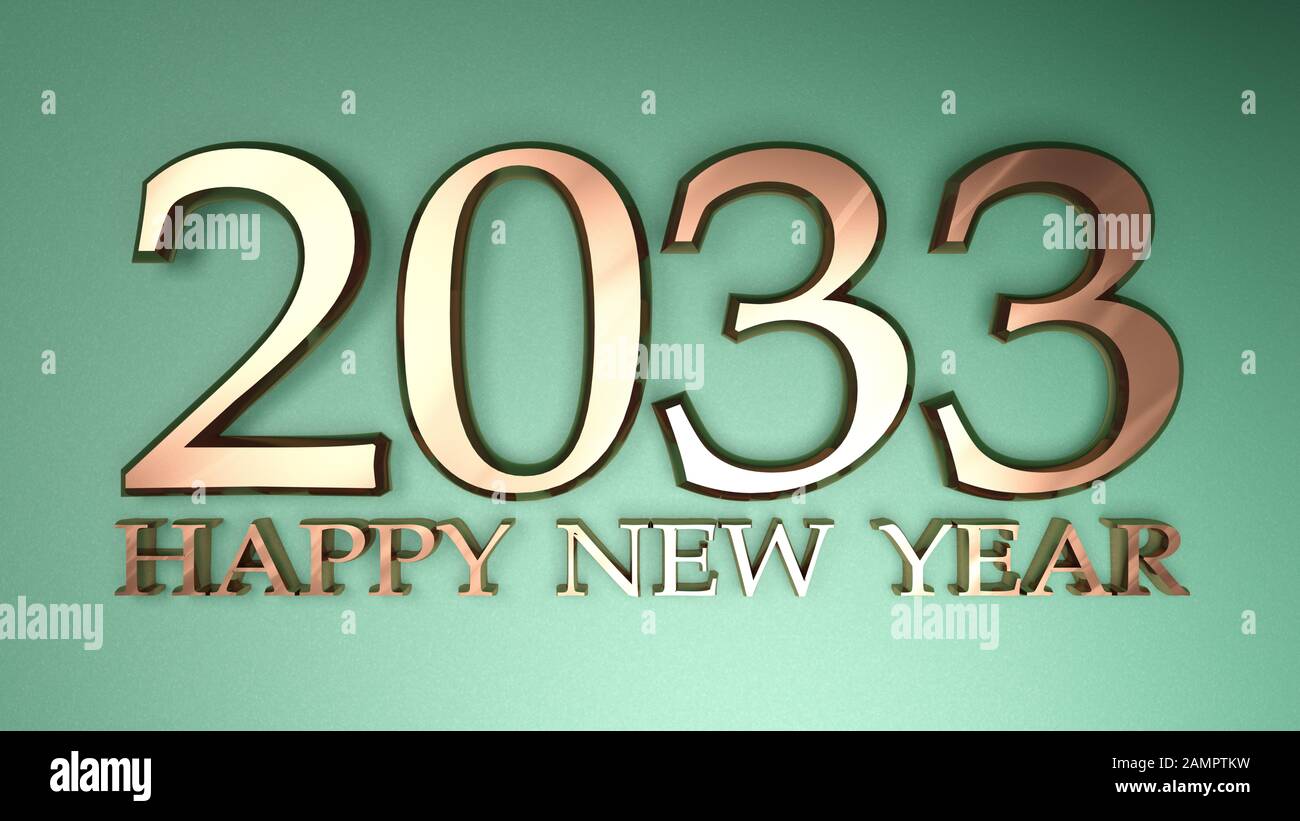 2033 Feliz año Nuevo de cobre escribir sobre fondo verde ilustración