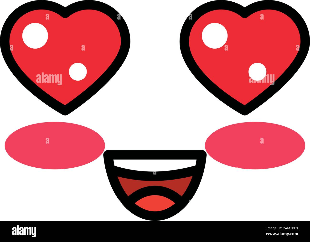 Kawaii aislado en el diseño de vectores de dibujos animados cara del amor  Imagen Vector de stock - Alamy