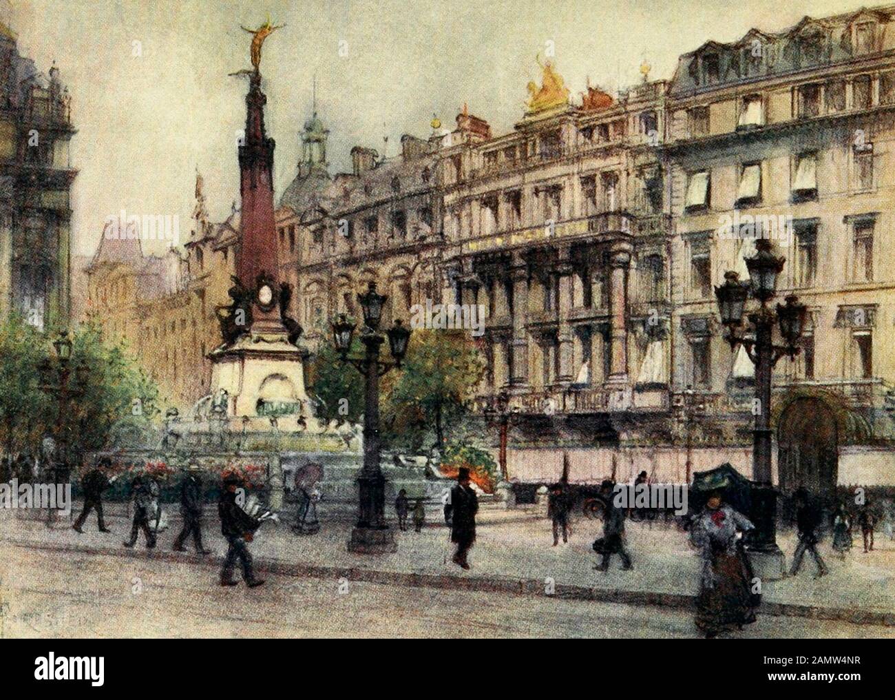 Place de Brouckere, Bruselas, Bélgica, alrededor de 1907 Foto de stock