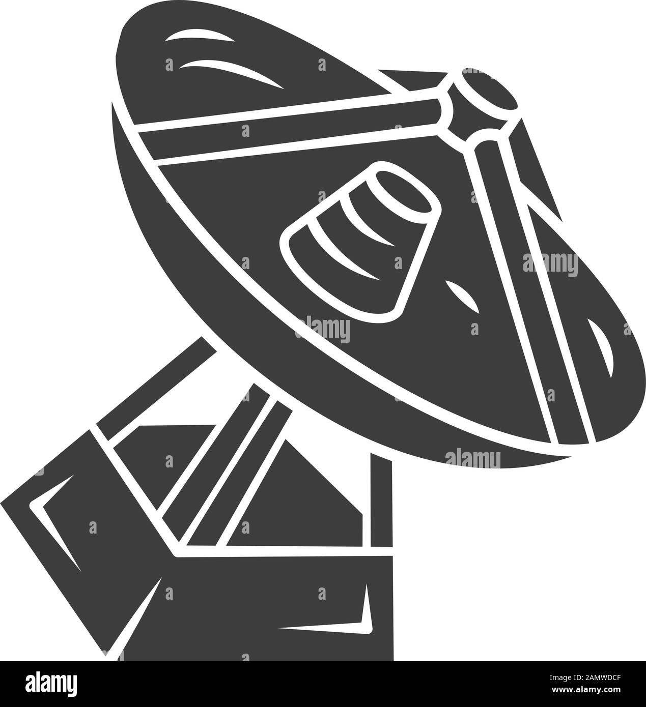 Icono de glifo radiotelescopio. Antena y receptor de radio. Antena