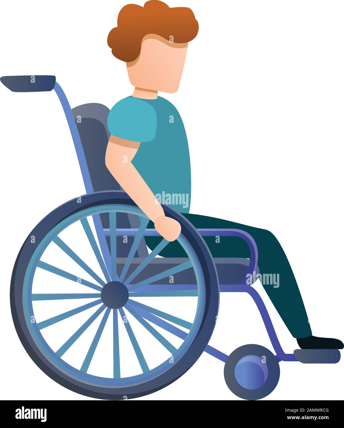 Icono de silla de ruedas para niños pequeños. Dibujo animado del icono del  vector de silla de ruedas de niño joven para el diseño de la tela aislado  en fondo blanco Imagen