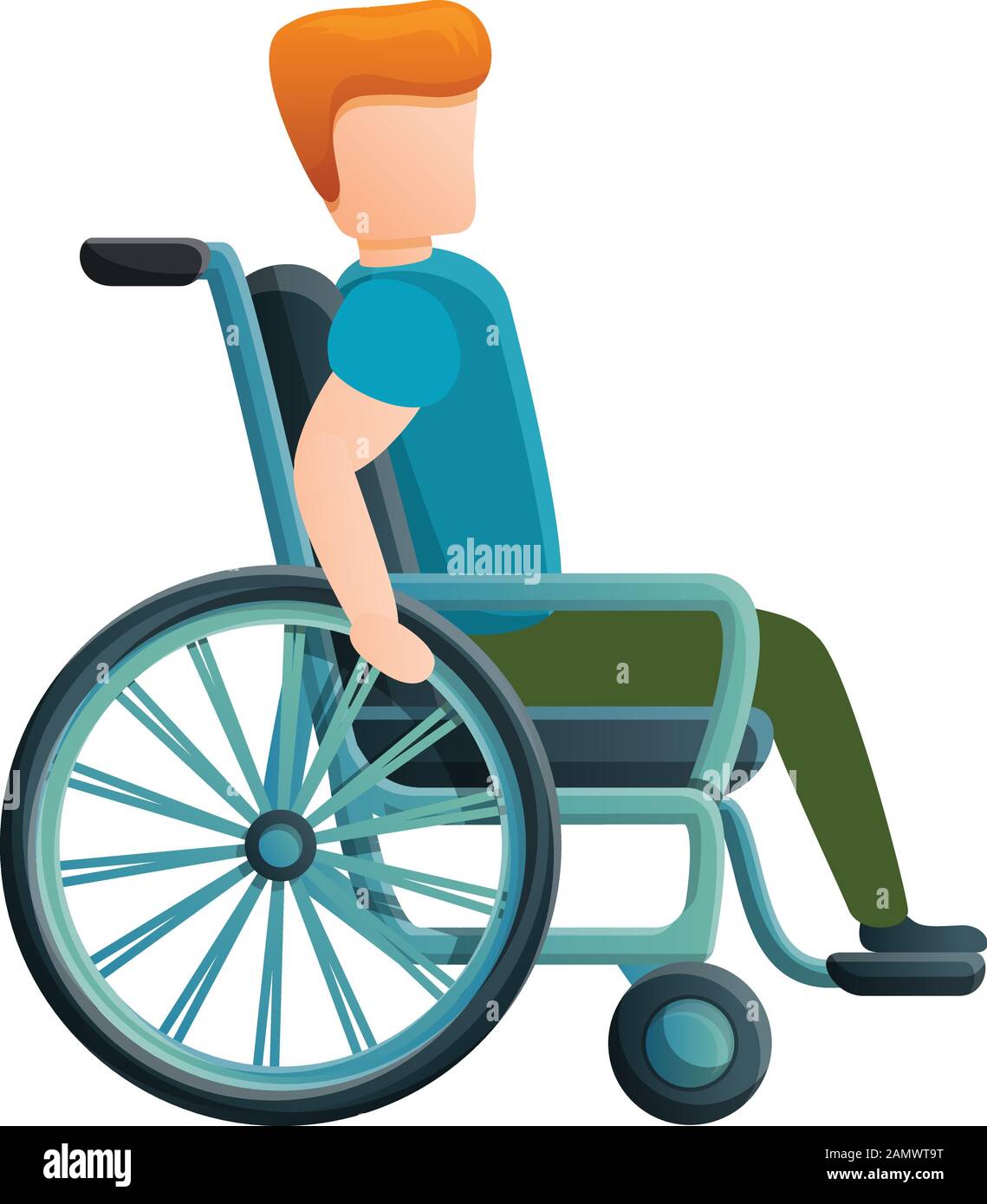 Icono de silla de ruedas para chicos. Dibujo animado del icono del vector  de silla de ruedas del niño para el diseño de la tela aislado en fondo  blanco Imagen Vector de