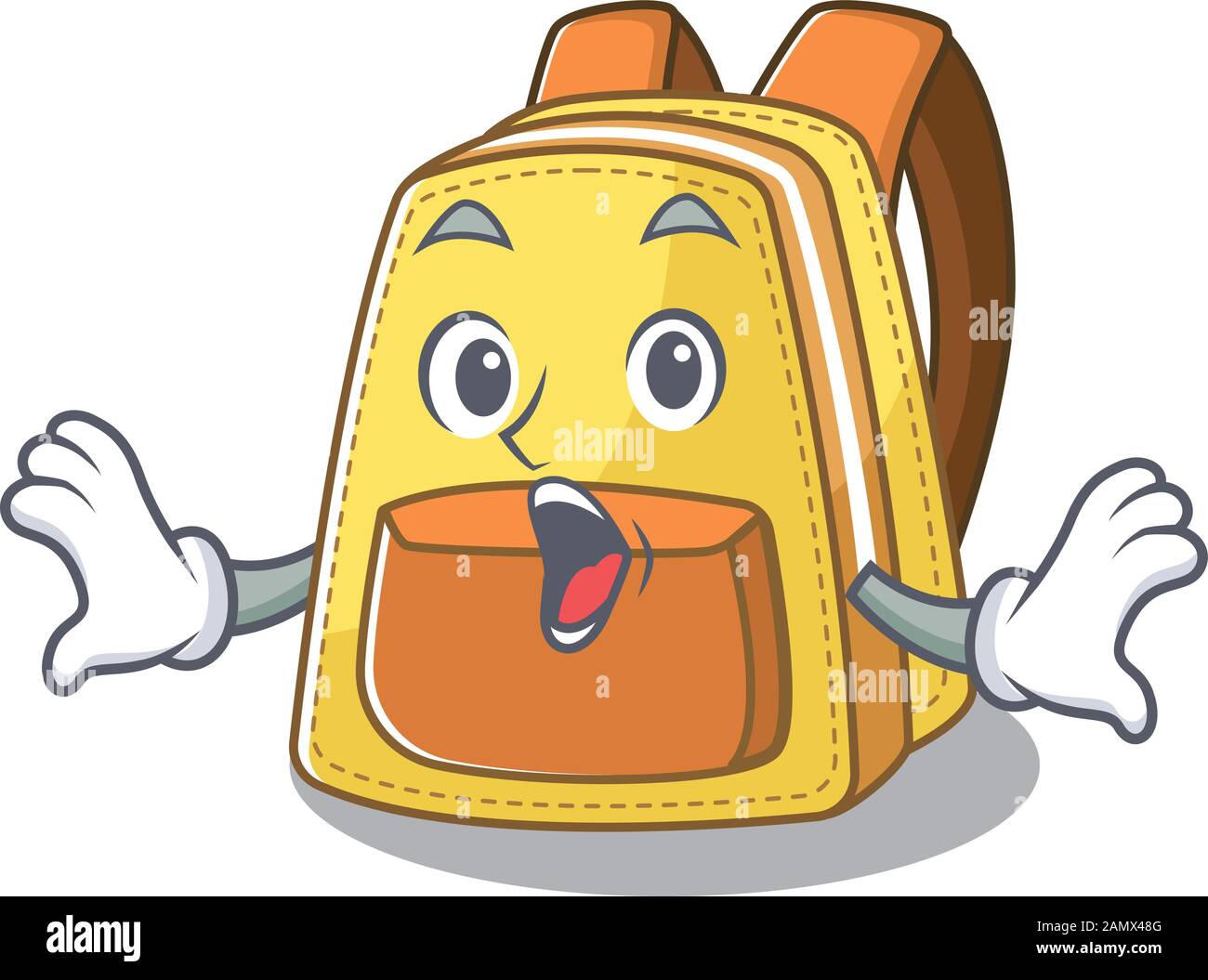 Diseño de personajes de dibujos animados de mochila para niños en un gesto  sorprendido Imagen Vector de stock - Alamy